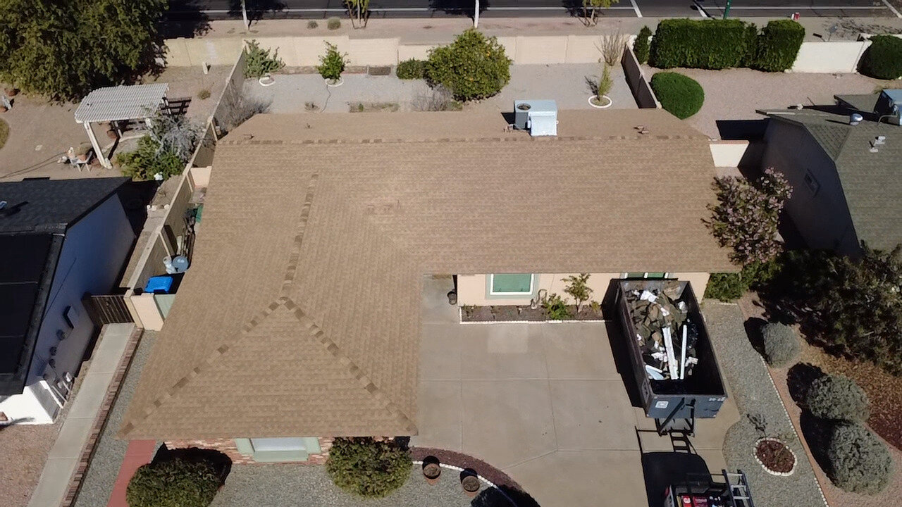 CS1 6 After photo showing a completed residential roof replacement in Phoenix with consistent architectural shingles