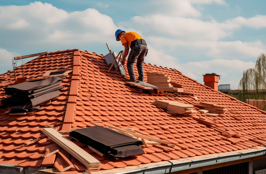 Local Roof Maintenance: Finding the Best Service Providers 4 The Master Repairs The Roof Tiles Of The House Roofing, Repair And Renovation Work Generative AI
