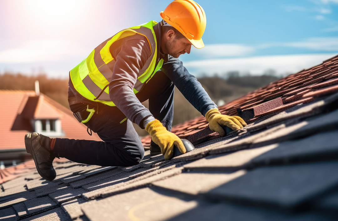Tile Roof Troubles: Common Issues and Solutions 31 Construction Worker With Safety Hardhat Working On Roof Tiles In