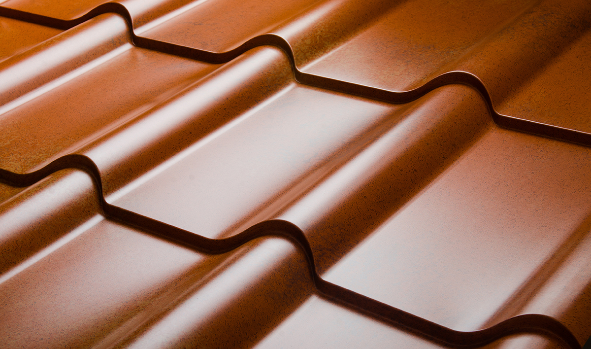 Close Up Of Metal Roof Tile